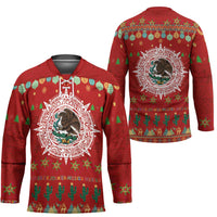 Mexico Merry Christmas Hockey Jersey Mexican Cultural Emblem Xmas Style - Wonder Print Shop