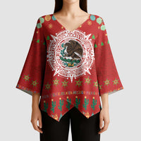 Mexico Merry Christmas Kimono Sleeve Blouse Mexican Cultural Emblem Xmas Style - Wonder Print Shop
