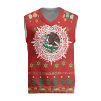 Mexico Merry Christmas Knitted V-Neck Vest Mexican Cultural Emblem Xmas Style - Wonder Print Shop