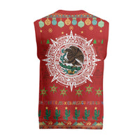 Mexico Merry Christmas Knitted V-Neck Vest Mexican Cultural Emblem Xmas Style - Wonder Print Shop