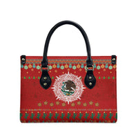 Mexico Merry Christmas Leather Bag Mexican Cultural Emblem Xmas Style - Wonder Print Shop