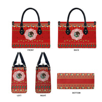 Mexico Merry Christmas Leather Bag Mexican Cultural Emblem Xmas Style - Wonder Print Shop