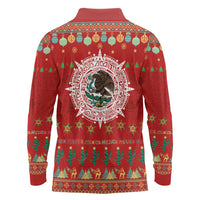 Mexico Merry Christmas Long Sleeve Polo Shirt Mexican Cultural Emblem Xmas Style - Wonder Print Shop