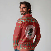 Mexico Merry Christmas Long Sleeve Polo Shirt Mexican Cultural Emblem Xmas Style - Wonder Print Shop