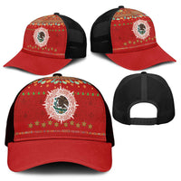Mexico Merry Christmas Mesh Trucker Cap Mexican Cultural Emblem Xmas Style - Wonder Print Shop