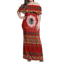 Mexico Merry Christmas Off Shoulder Maxi Dress Mexican Cultural Emblem Xmas Style - Wonder Print Shop