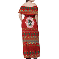 Mexico Merry Christmas Off Shoulder Maxi Dress Mexican Cultural Emblem Xmas Style - Wonder Print Shop