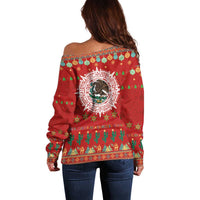 Mexico Merry Christmas Off Shoulder Sweater Mexican Cultural Emblem Xmas Style - Wonder Print Shop