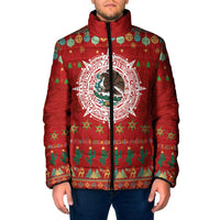 Mexico Merry Christmas Padded Jacket Mexican Cultural Emblem Xmas Style - Wonder Print Shop