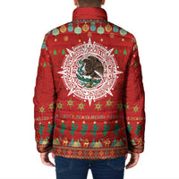 Mexico Merry Christmas Padded Jacket Mexican Cultural Emblem Xmas Style - Wonder Print Shop