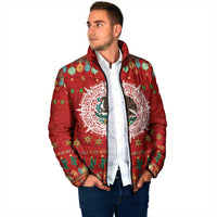 Mexico Merry Christmas Padded Jacket Mexican Cultural Emblem Xmas Style - Wonder Print Shop