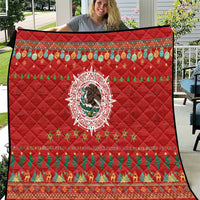 Mexico Merry Christmas Quilt Mexican Cultural Emblem Xmas Style - Wonder Print Shop