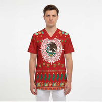 Mexico Merry Christmas Scrub Top Mexican Cultural Emblem Xmas Style - Wonder Print Shop