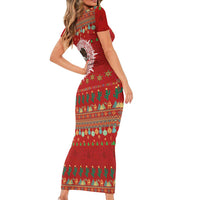 Mexico Merry Christmas Short Sleeve Bodycon Dress Mexican Cultural Emblem Xmas Style - Wonder Print Shop
