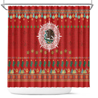 Mexico Merry Christmas Shower Curtain Mexican Cultural Emblem Xmas Style - Wonder Print Shop