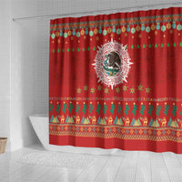 Mexico Merry Christmas Shower Curtain Mexican Cultural Emblem Xmas Style - Wonder Print Shop