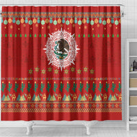 Mexico Merry Christmas Shower Curtain Mexican Cultural Emblem Xmas Style - Wonder Print Shop