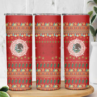 Mexico Merry Christmas Skinny Tumbler Mexican Cultural Emblem Xmas Style - Wonder Print Shop