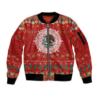 Mexico Merry Christmas Sleeve Zip Bomber Jacket Mexican Cultural Emblem Xmas Style - Wonder Print Shop