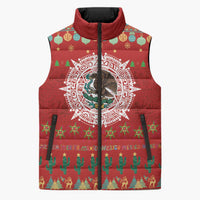 Mexico Merry Christmas Sleeveless Puffer Jacket Mexican Cultural Emblem Xmas Style - Wonder Print Shop
