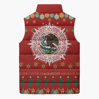 Mexico Merry Christmas Sleeveless Puffer Jacket Mexican Cultural Emblem Xmas Style - Wonder Print Shop