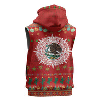 Mexico Merry Christmas Sleeveless Zip Hoodie Mexican Cultural Emblem Xmas Style - Wonder Print Shop