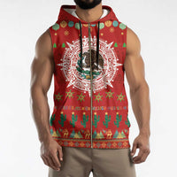 Mexico Merry Christmas Sleeveless Zip Hoodie Mexican Cultural Emblem Xmas Style - Wonder Print Shop