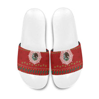 Mexico Merry Christmas Slide Sandals Mexican Cultural Emblem Xmas Style - Wonder Print Shop