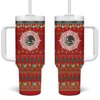 Mexico Merry Christmas Tumbler With Handle Mexican Cultural Emblem Xmas Style - Wonder Print Shop