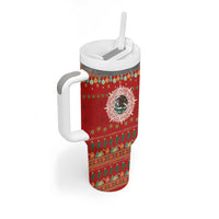 Mexico Merry Christmas Tumbler With Handle Mexican Cultural Emblem Xmas Style - Wonder Print Shop