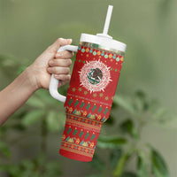 Mexico Merry Christmas Tumbler With Handle Mexican Cultural Emblem Xmas Style - Wonder Print Shop