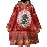 Mexico Merry Christmas Wearable Blanket Hoodie Mexican Cultural Emblem Xmas Style - Wonder Print Shop
