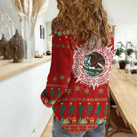 Mexico Merry Christmas Women Casual Shirt Mexican Cultural Emblem Xmas Style - Wonder Print Shop