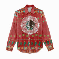 Mexico Merry Christmas Women Casual Shirt Mexican Cultural Emblem Xmas Style - Wonder Print Shop
