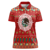 Mexico Merry Christmas Women Polo Shirt Mexican Cultural Emblem Xmas Style - Wonder Print Shop