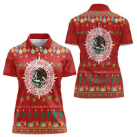 Mexico Merry Christmas Women Polo Shirt Mexican Cultural Emblem Xmas Style - Wonder Print Shop