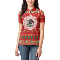 Mexico Merry Christmas Women Polo Shirt Mexican Cultural Emblem Xmas Style - Wonder Print Shop