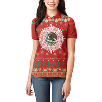 Mexico Merry Christmas Women Polo Shirt Mexican Cultural Emblem Xmas Style - Wonder Print Shop