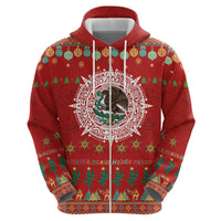 Mexico Merry Christmas Zip Hoodie Mexican Cultural Emblem Xmas Style - Wonder Print Shop