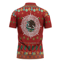 Mexico Merry Christmas Zipper Polo Shirt Mexican Cultural Emblem Xmas Style - Wonder Print Shop