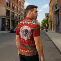 Mexico Merry Christmas Zipper Polo Shirt Mexican Cultural Emblem Xmas Style - Wonder Print Shop