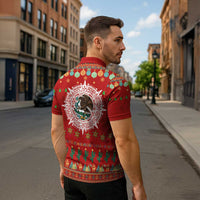 Mexico Merry Christmas Zipper Polo Shirt Mexican Cultural Emblem Xmas Style - Wonder Print Shop