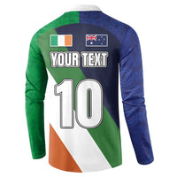 Custom Ireland and Australia Button Sweatshirt Shamrocks and Aboriginal Art