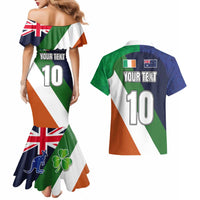 Custom Ireland and Australia Couples Matching Mermaid Dress and Hawaiian Shirt Shamrocks and Aboriginal Art