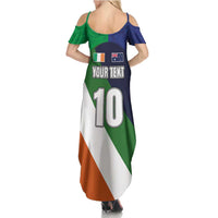 Custom Ireland and Australia Family Matching Summer Maxi Dress and Hawaiian Shirt Shamrocks and Aboriginal Art