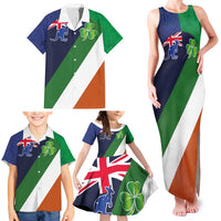 Custom Ireland and Australia Family Matching Tank Maxi Dress and Hawaiian Shirt Shamrocks and Aboriginal Art