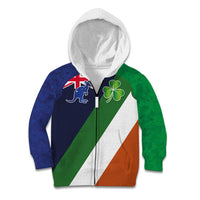 Custom Ireland and Australia Kid Hoodie Shamrocks and Aboriginal Art