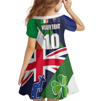 Custom Ireland and Australia Kid Short Sleeve Dress Shamrocks and Aboriginal Art