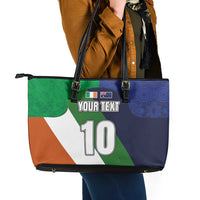 Custom Ireland and Australia Leather Tote Bag Shamrocks and Aboriginal Art