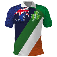 Custom Ireland and Australia Polo Shirt Shamrocks and Aboriginal Art